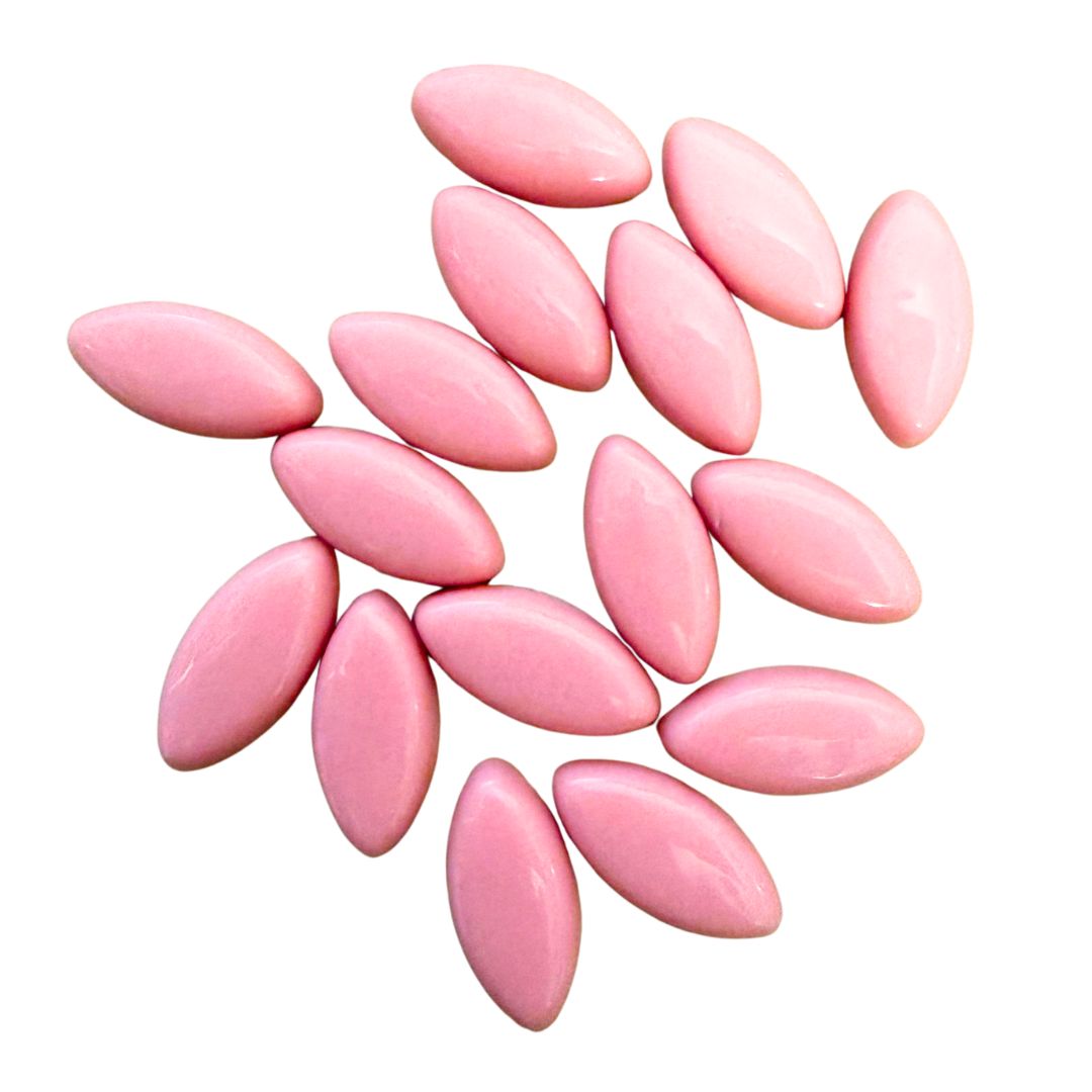 Glass Cabochon Navette Shape 20x10mm Pink
