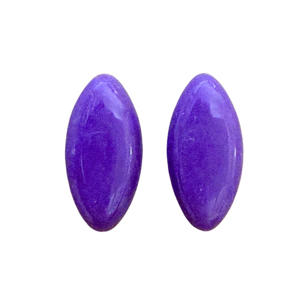 Glass Cabochon Navette Shape 20x10mm Purple