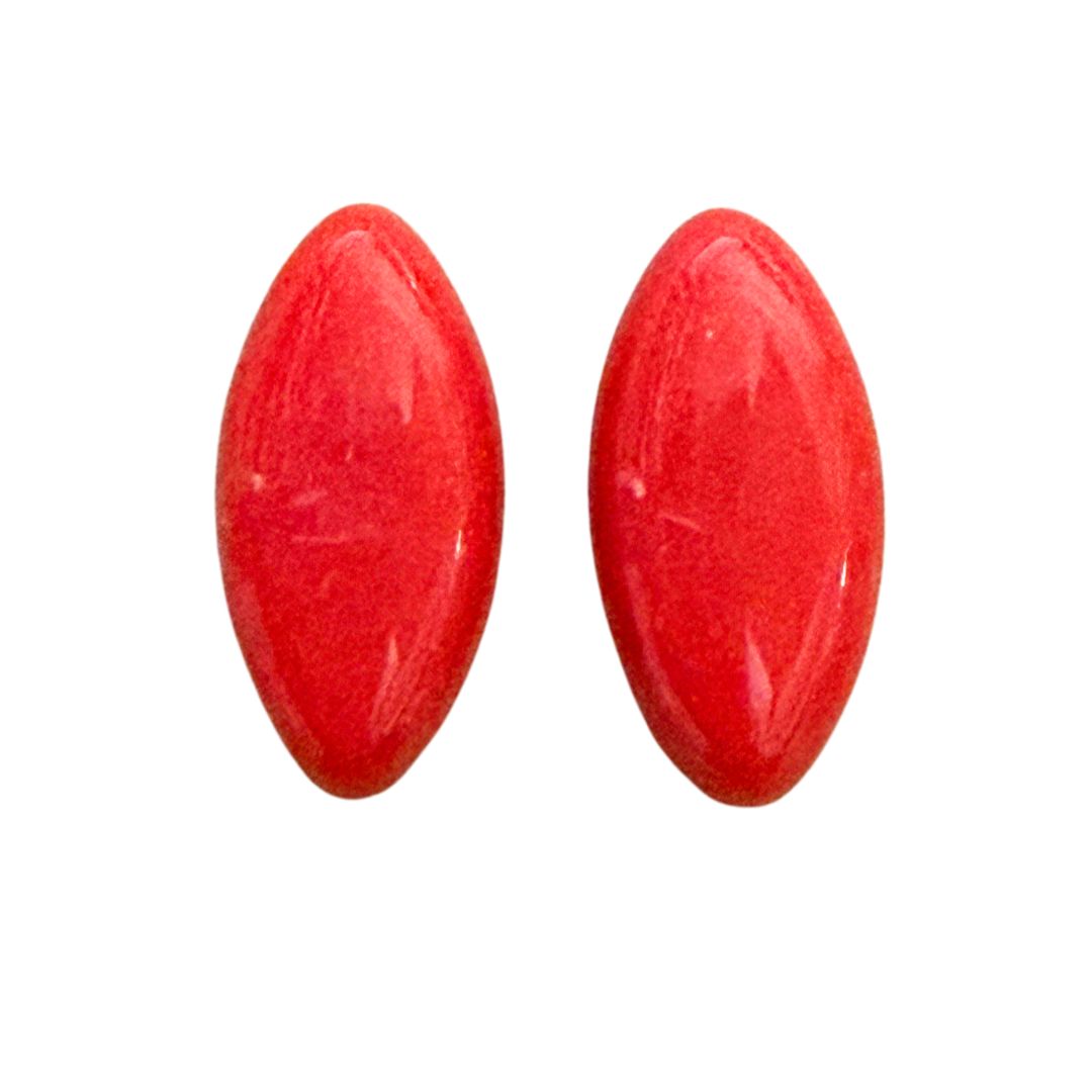 Glass Cabochon Navette Shape 20x10mm Red