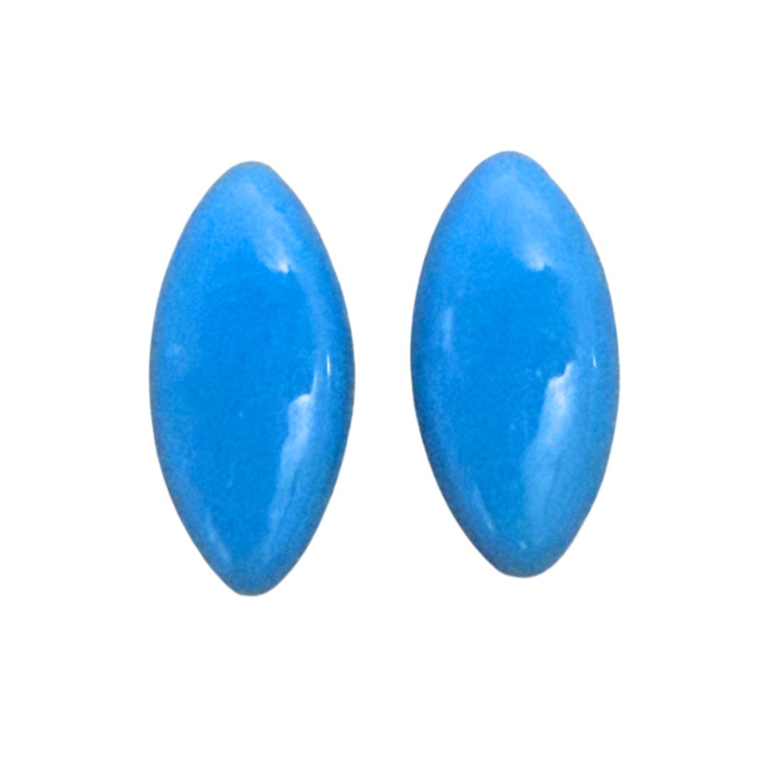 Glass Cabochon Navette Shape 20x10mm Blue