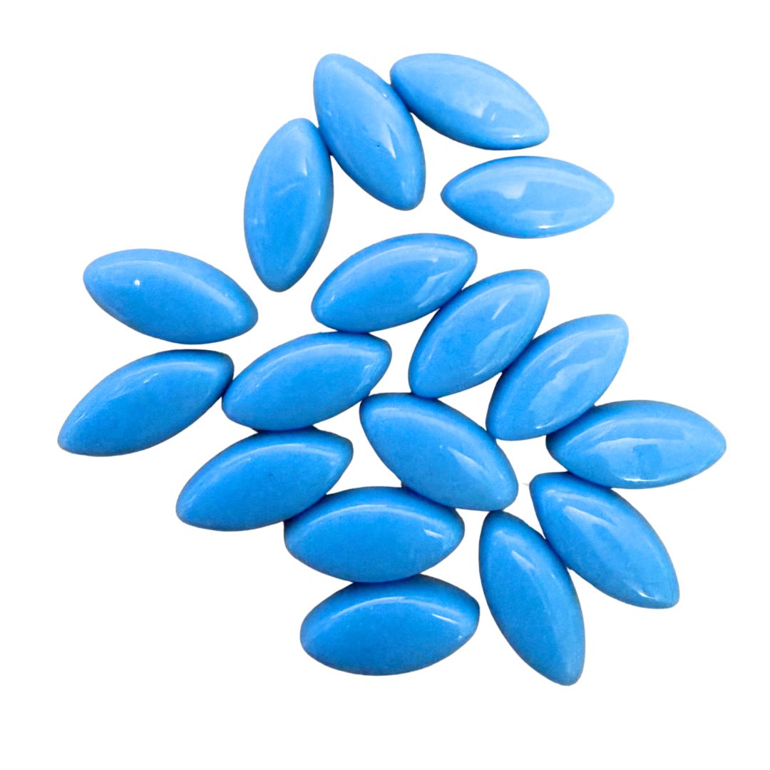 Glass Cabochon Navette Shape 20x10mm Blue