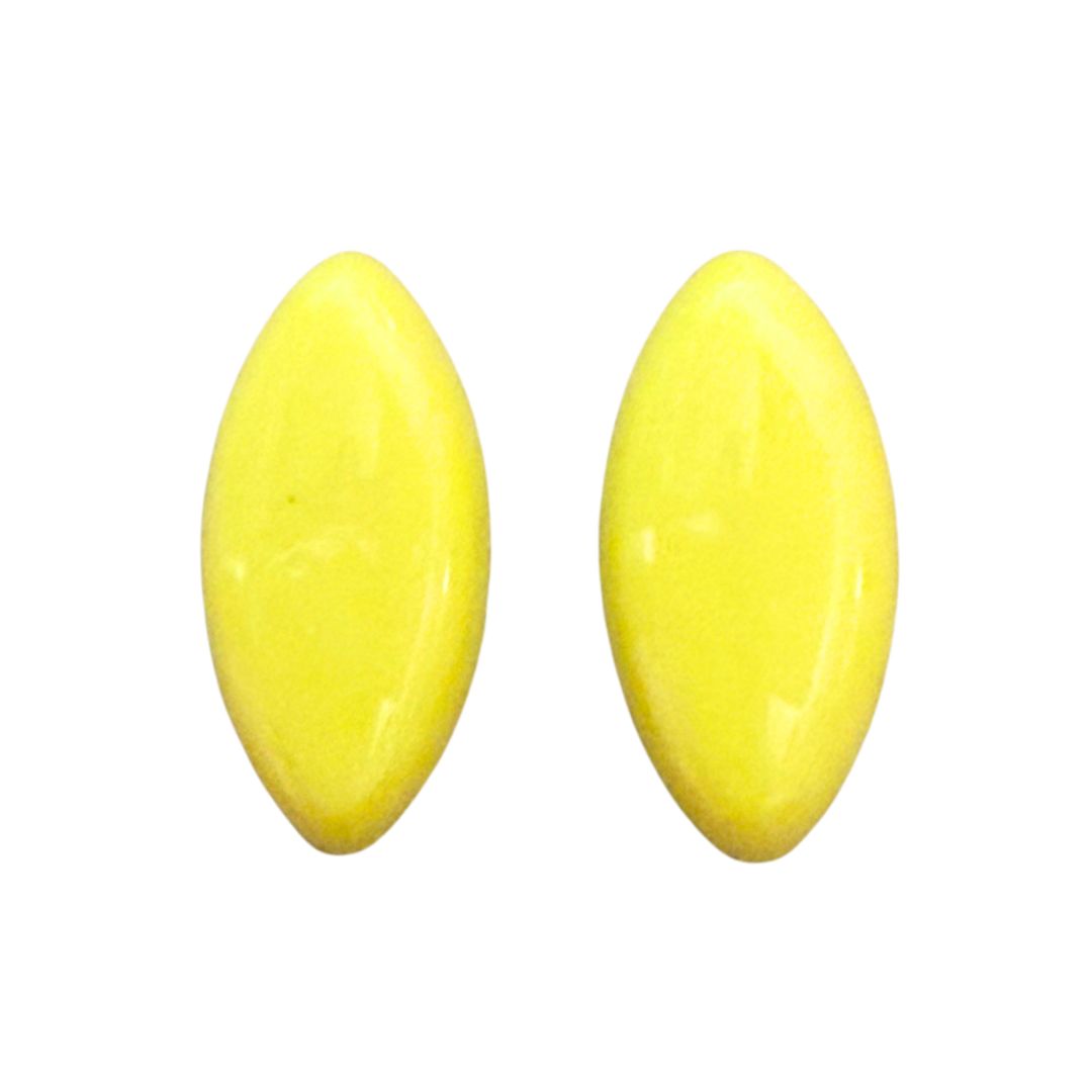 Glass Cabochon Navette Shape 20x10mm Yellow