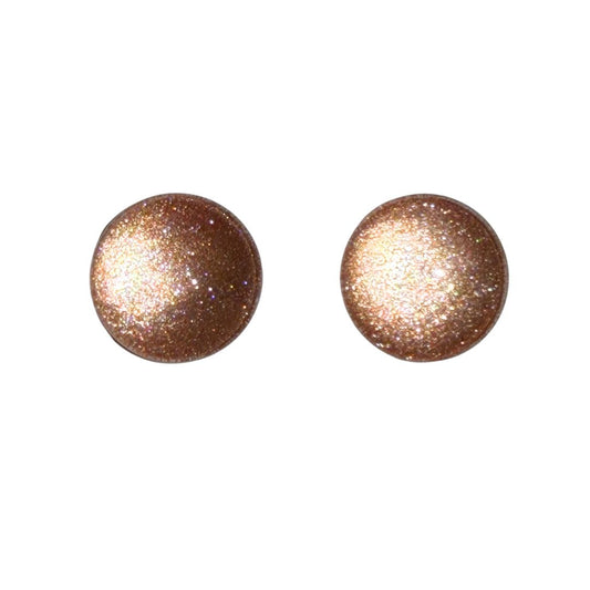 16mm Hand Painted Round Domed Glass Cabochon Glittery Champagne