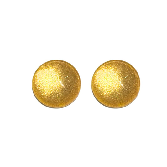 16mm Hand Painted Round Domed Glass Cabochon Glittery Gold