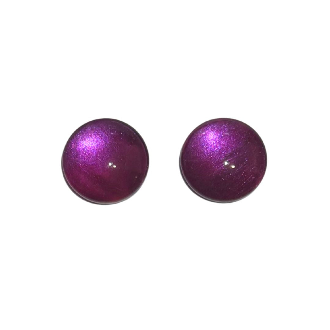 16mm Hand Painted Round Domed Glass Cabochon Metallic Purple