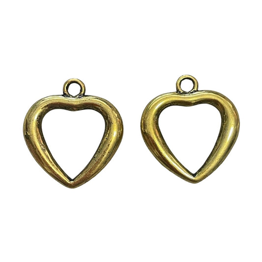 Heart Charm Metal Shape Large 26x24mm Antique Gold
