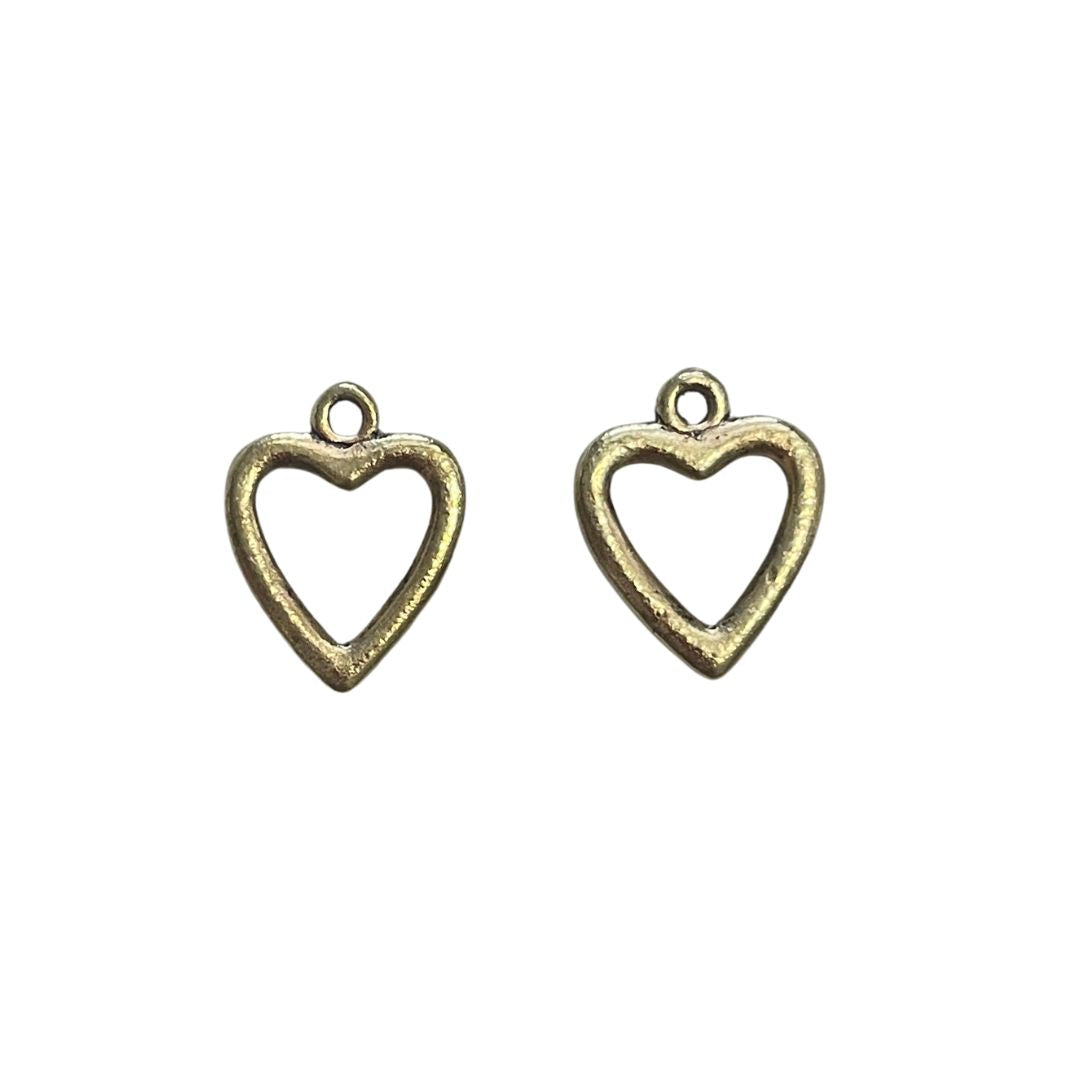 Heart Charm Metal Shape Small 18x10mm Antique Gold