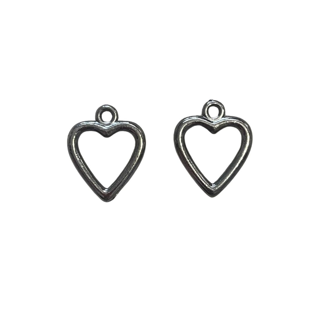 Heart Charm Metal Shape Small 18x10mm Gunmetal