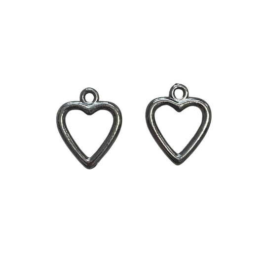 Heart Charm Metal Shape Small 18x10mm Gunmetal