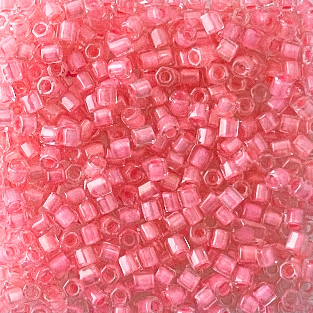 Hex Shaped Miyuki Seed Bead Size 8 Colour Lined Pink