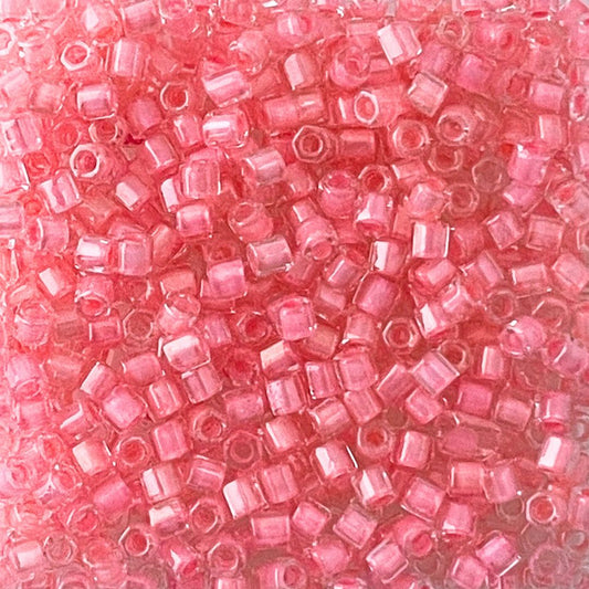 Hex Shaped Miyuki Seed Bead Size 8 Colour Lined Pink
