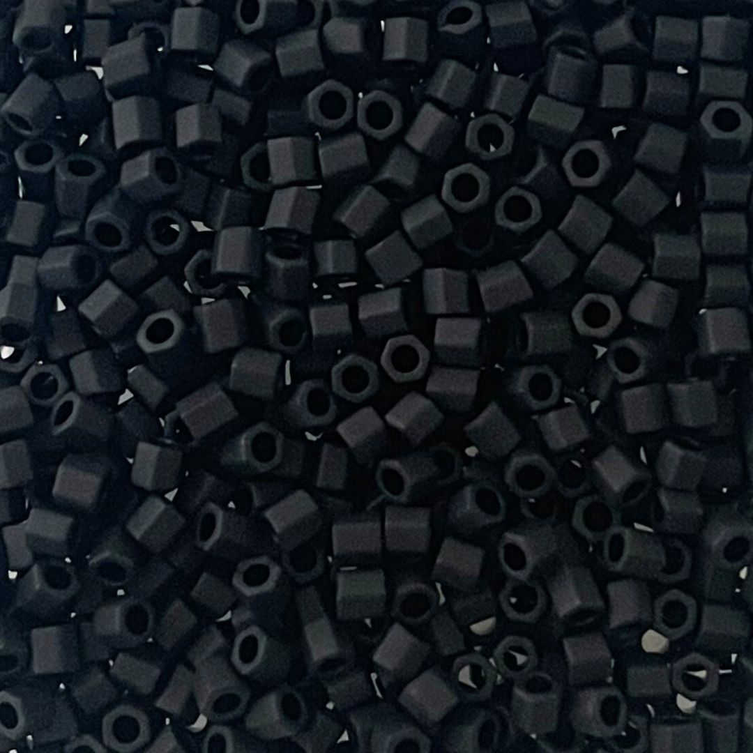 Hex Shaped Miyuki Seed Bead Size 8 Matte Black