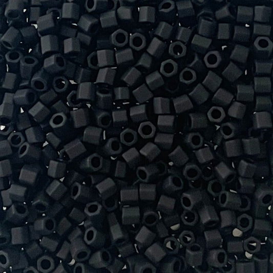 Hex Shaped Miyuki Seed Bead Size 8 Matte Black