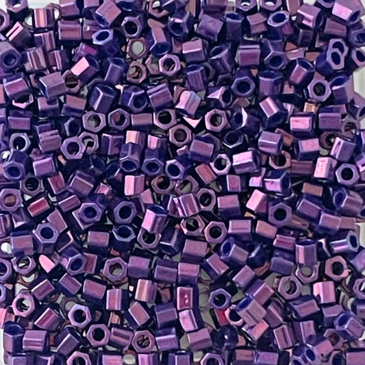 Hex Shaped Miyuki Seed Bead Size 8 Metallic Royal Purple