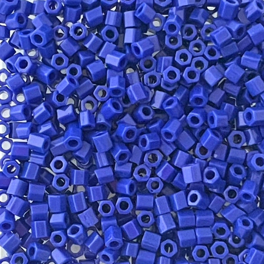 Hex Shaped Miyuki Seed Bead Size 8 Opaque Cobalt