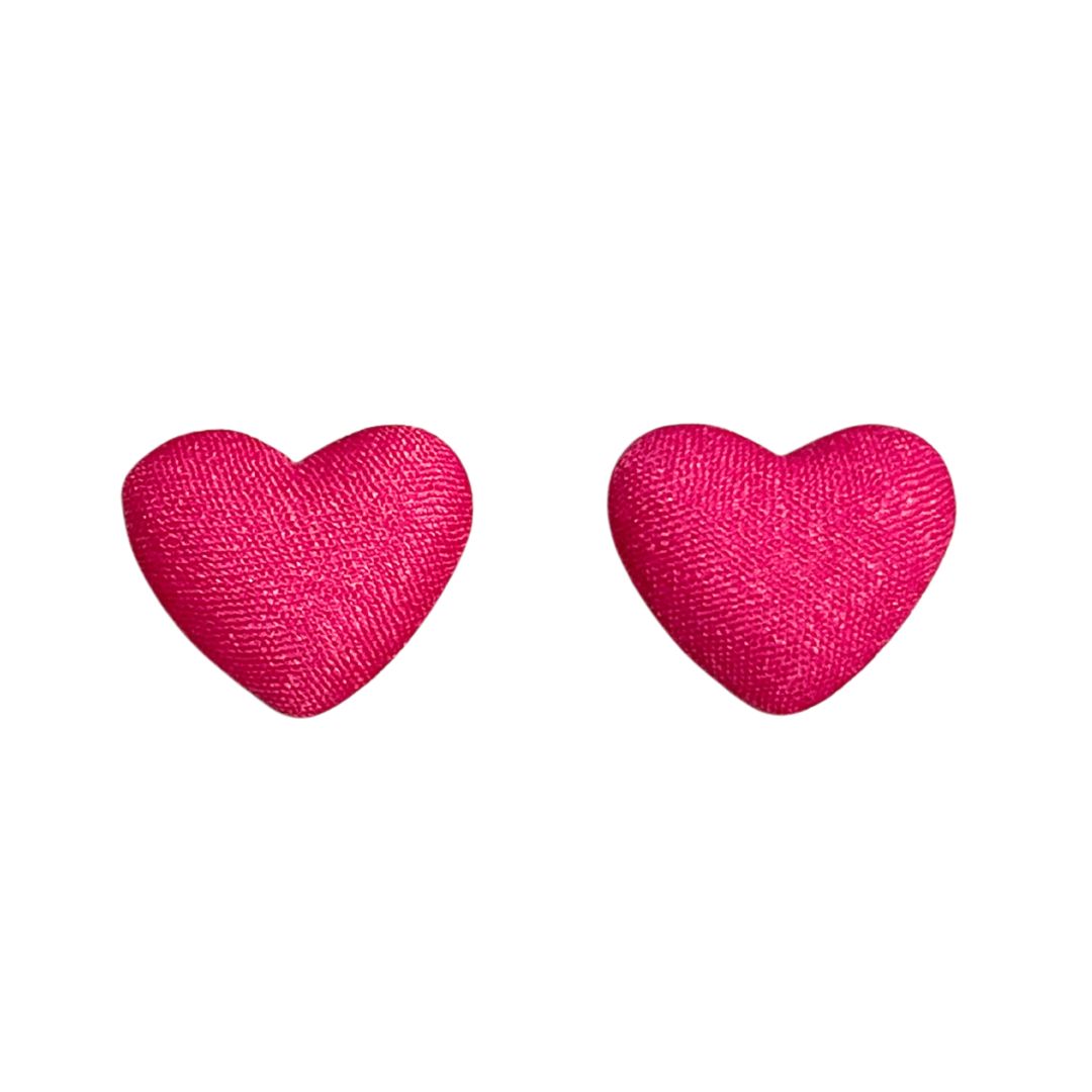 Hot Pink 18x15mm Fabric Heart Cabochon, pack of 2
