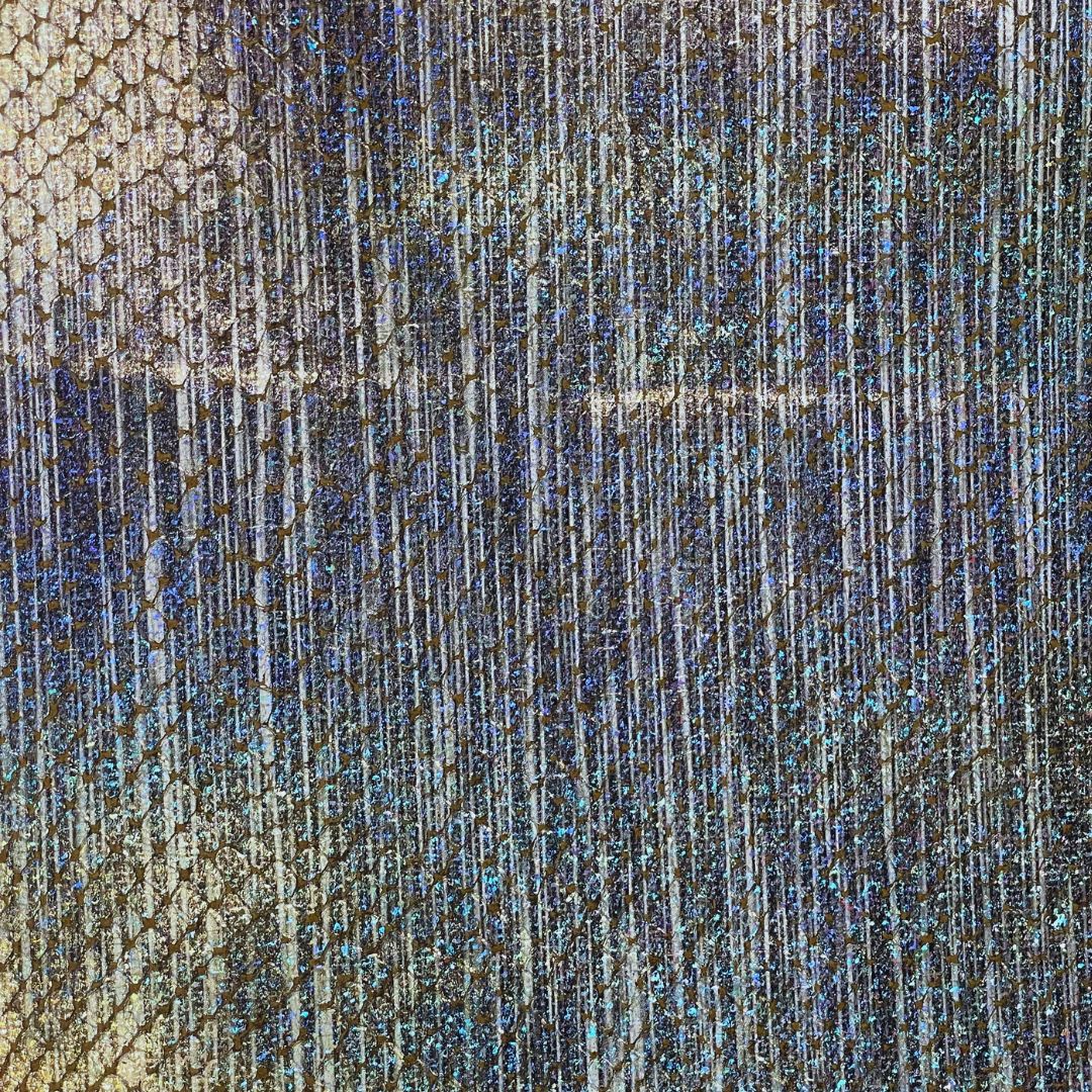 Iridescent Shimmering Silver Golden to Blue-Purple Gradient Pearlescent Sheepskin Leather