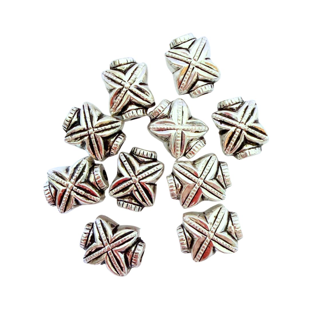 Lightweight Spacer Bead 12x15mm Metal Look, Antique Silver
