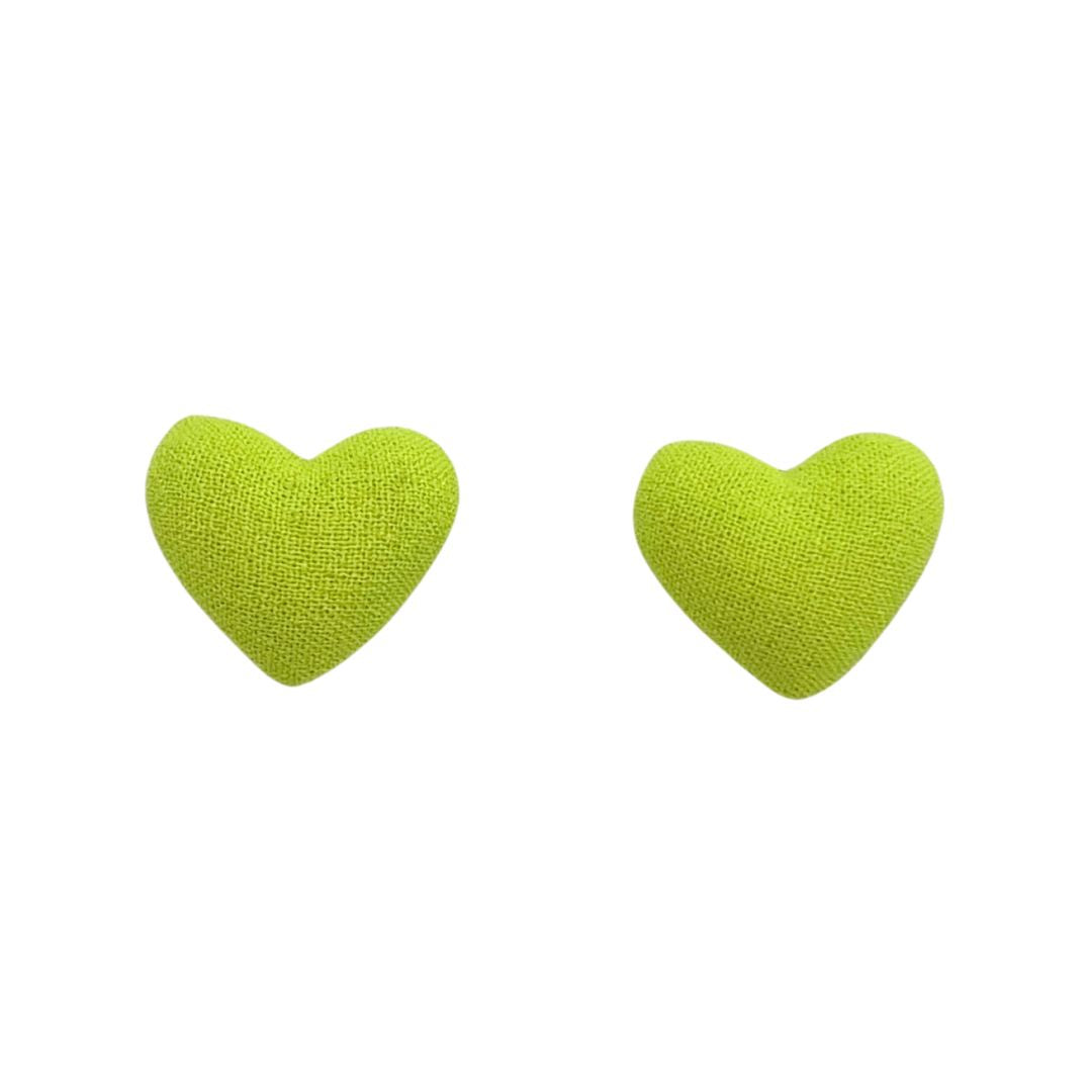 Lime 18x15mm Fabric Heart Cabochon, pack of 2