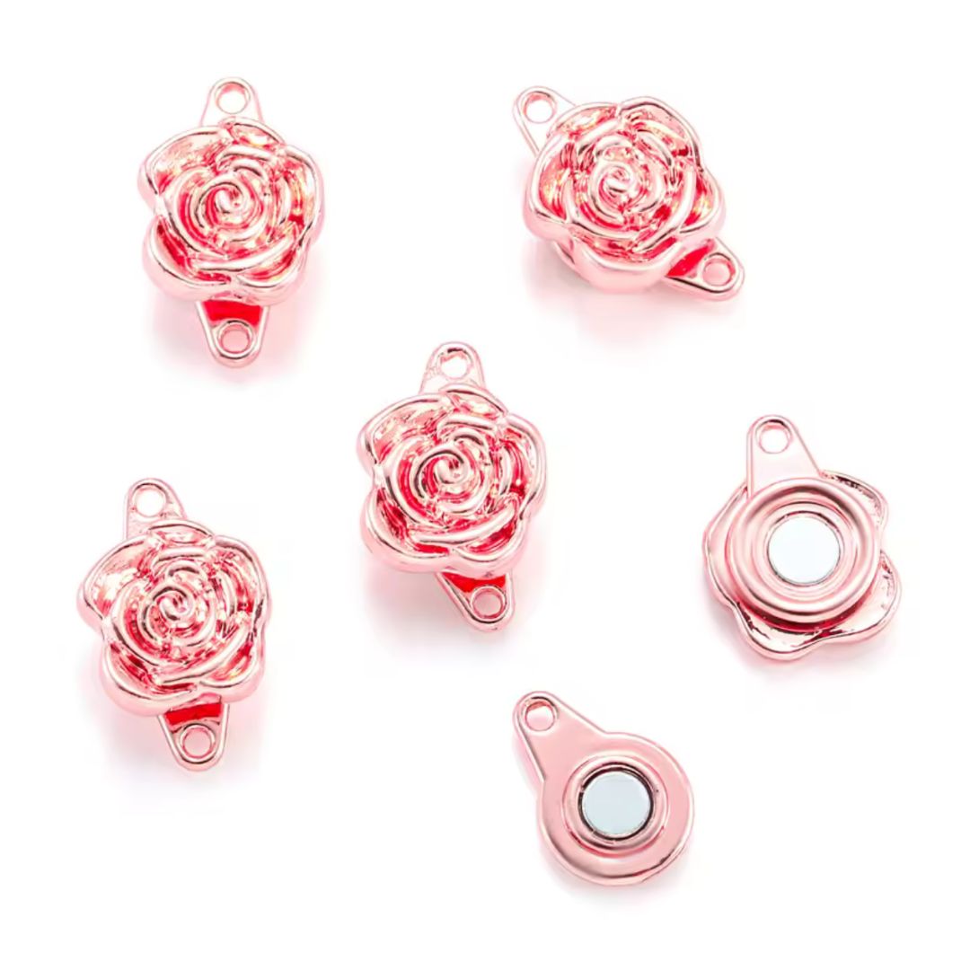 Magnetic Clasp Rose Flower 17x11mm Rose Gold