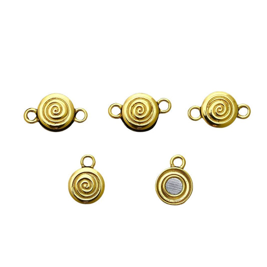 Magnetic Clasp Swirl Round 15x8mm Gold