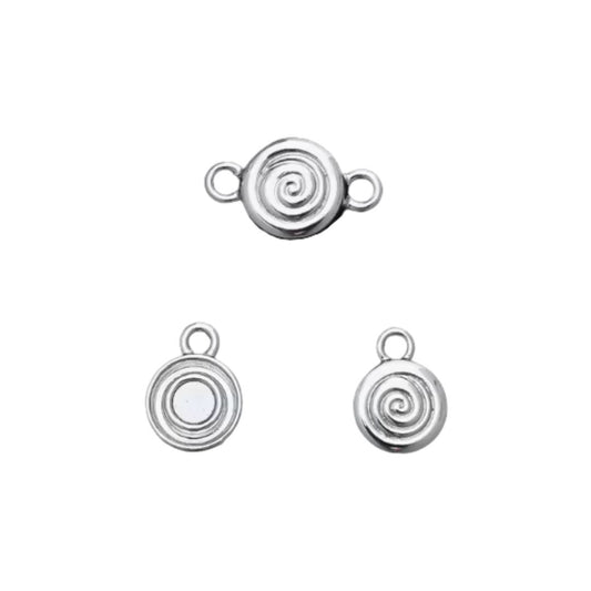Magnetic Clasp Swirl Round 15x8mm Silver