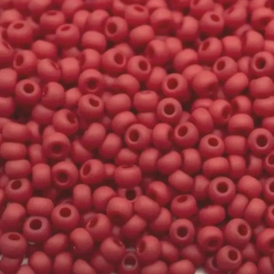 Preciosa Size 10/0 Czech Glass Seed Beads - Opaque Matte Dark Red