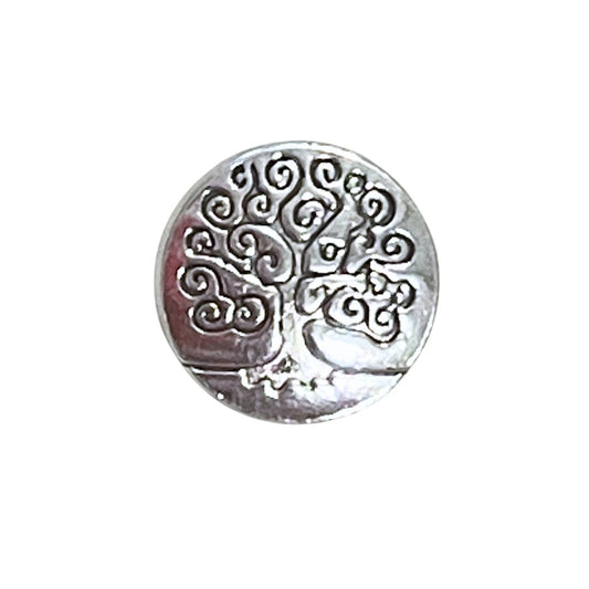 Metal Button with Embossed Tree 13mm Silver