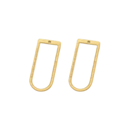 Metal D Shape, 12x30mm, Brushed Brass with centre drilled hole