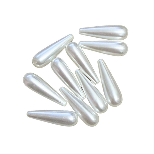 Pearl Drops Lightweight with centre drilled holes 30x9mm White