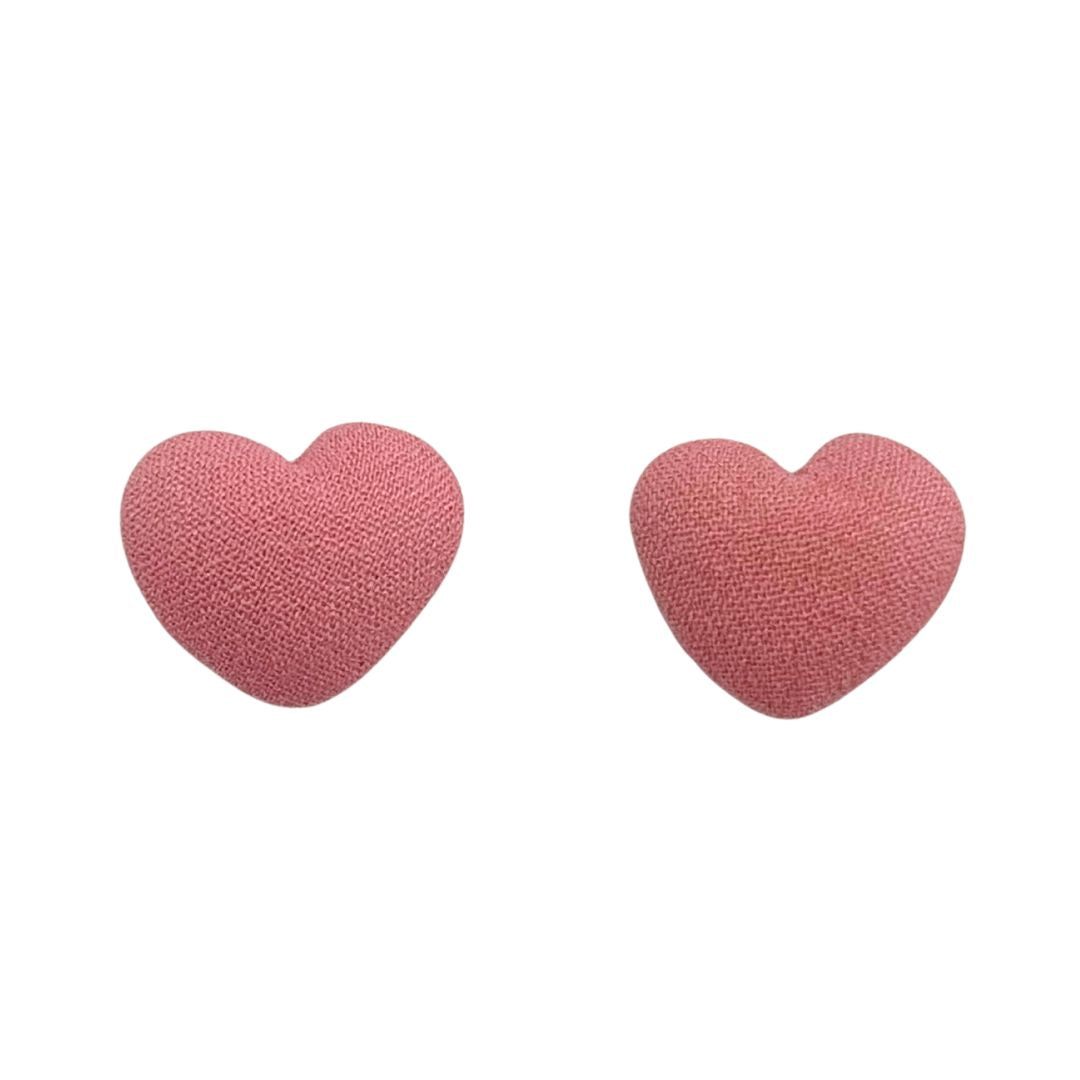 Peony Pink 18x15mm Fabric Heart Cabochon, pack of 2