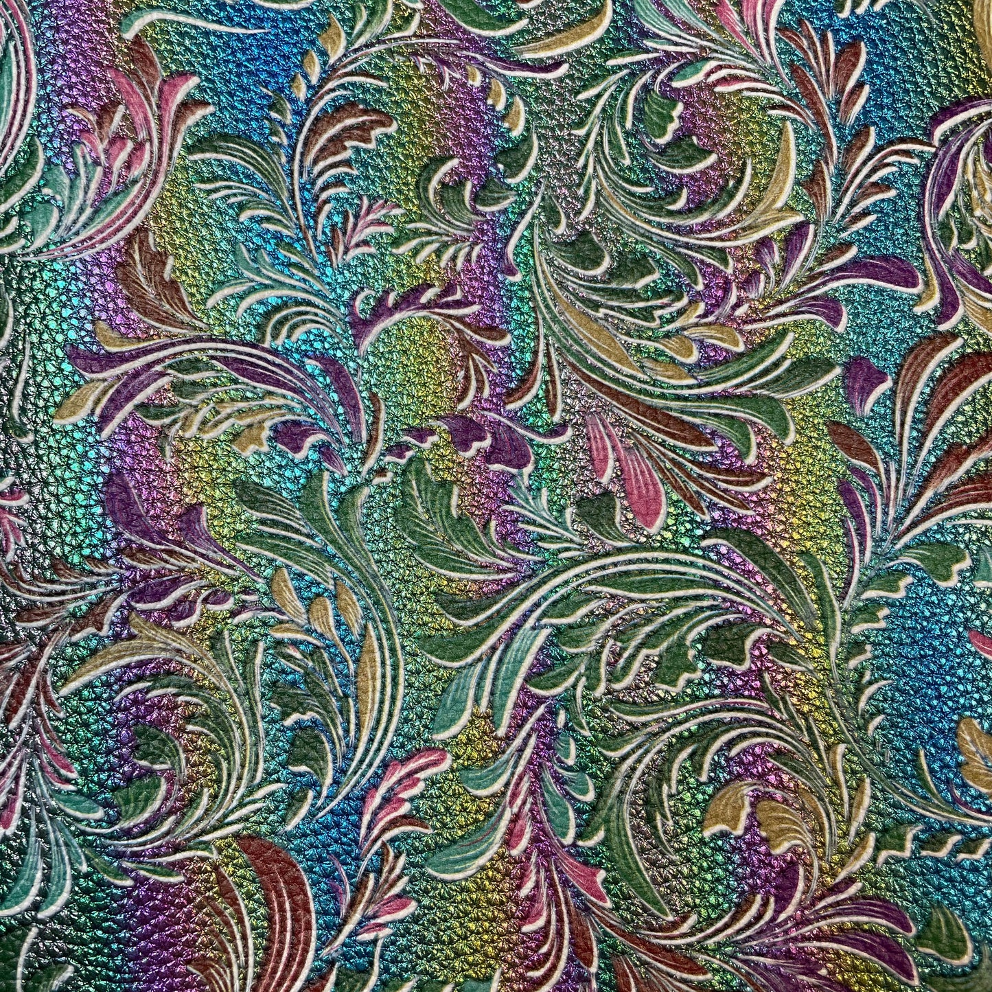 Colorful floral patterned fabric with intricate design
