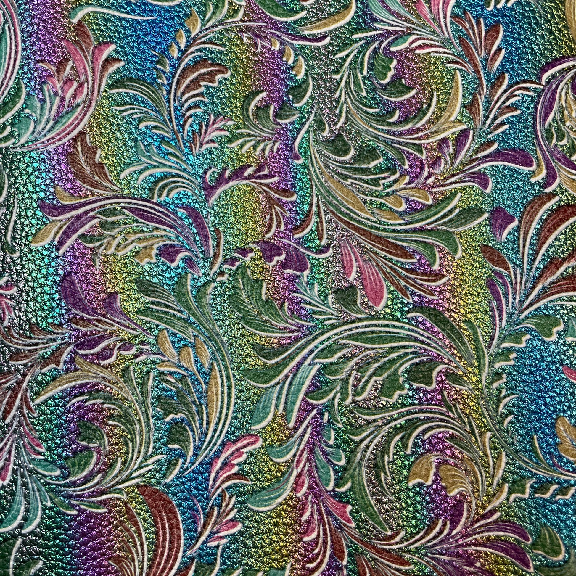 Colorful floral patterned fabric with intricate design