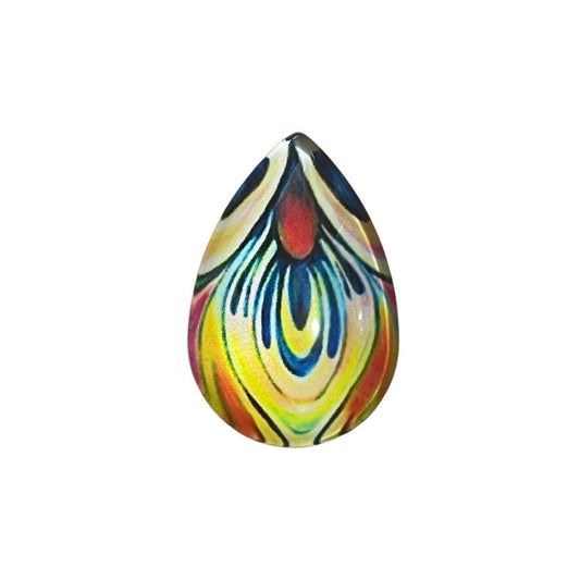 20x30cm Drop Shaped Domed Glass Picture Cabochon Flower