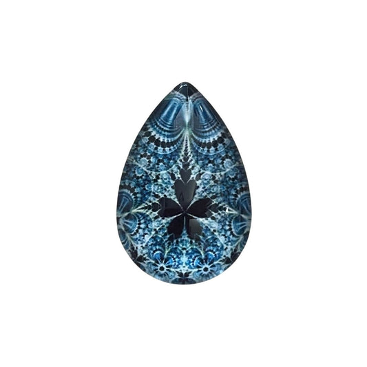 20x30cm Drop Shaped Domed Glass Picture Cabochon Kaleidoscope Blue
