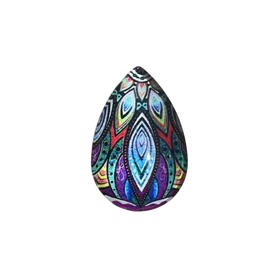 20x30cm Drop Shaped Domed Glass Picture Cabochon Leaves