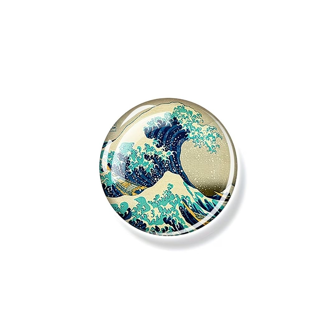 25mm Round Domed Glass Waves Picture Cabochon