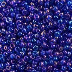 Preciosa Size 10/0 Czech Glass Seed Beads - Transparent Navy Blue Iris