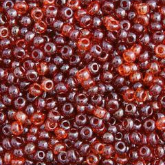 Preciosa Size 10/0 Czech Glass Seed Beads - Transparent Red Lustre Mix