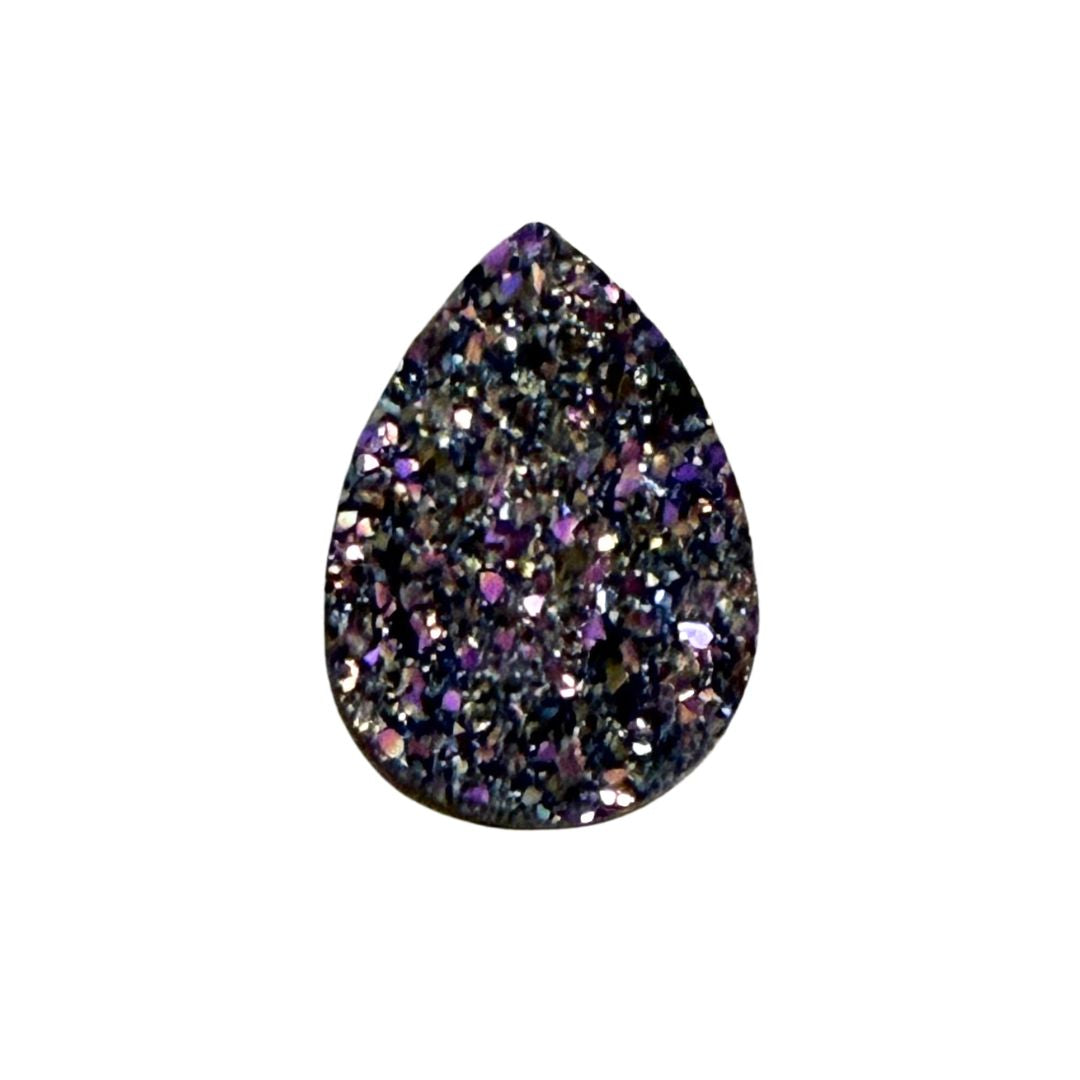 Purple and Gold Resin Druzy Flat Back Cabochon 18x25mm Adhesive backed