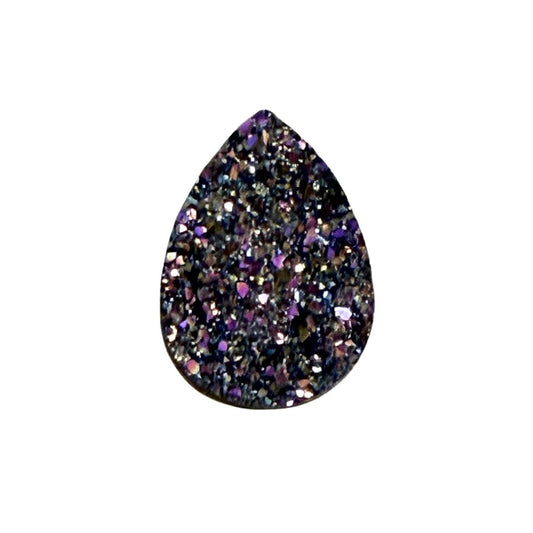 Purple and Gold Resin Druzy Flat Back Cabochon 18x25mm Adhesive backed