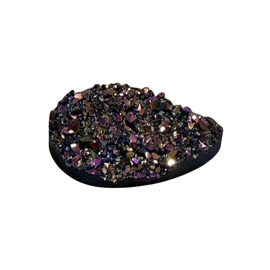 Purple and Gold Resin Druzy Flat Back Cabochon 18x25mm Adhesive backed