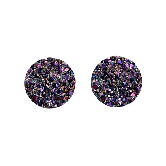 Purple and Gold Round Resin Druzy Flat Back Cabochon 16mm Adhesive backed