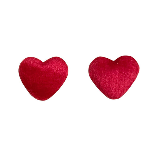 Red Velvet 18x15mm Fabric Heart Cabochon, pack of 2