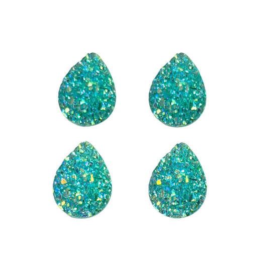 Resin Imitation Druzy Drop Shape 14x10mm Turquoise AB