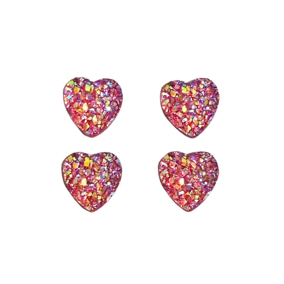 Resin Imitation Druzy Heart Shape 10x10mm Ruby AB