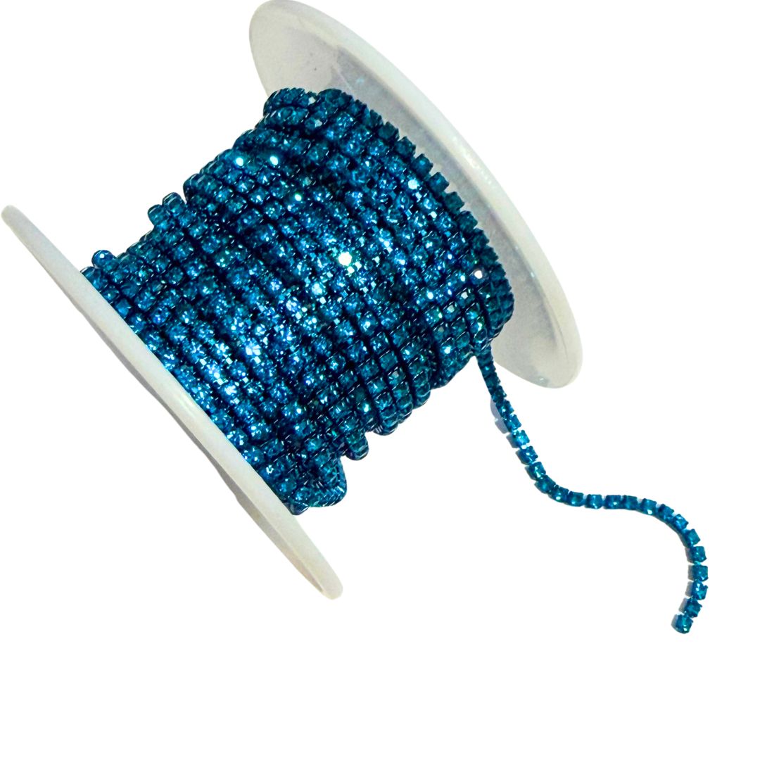 Rhinestone Cup Chain 2mm Capri Blue
