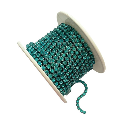 Rhinestone Cup Chain 3mm Aqua