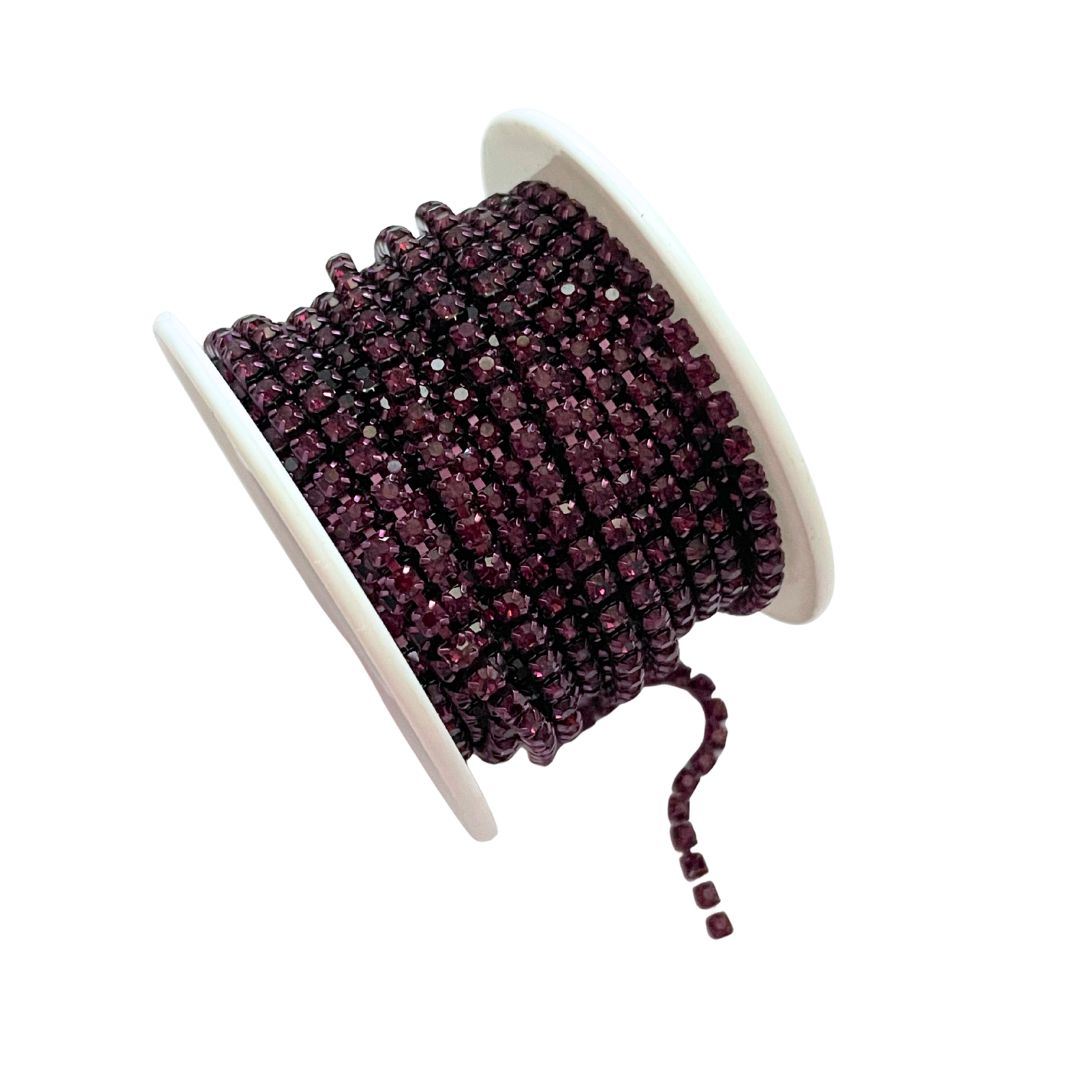 Rhinestone Cup Chain 3mm Dark Amethyst Purple