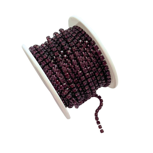 Rhinestone Cup Chain 3mm Dark Amethyst Purple